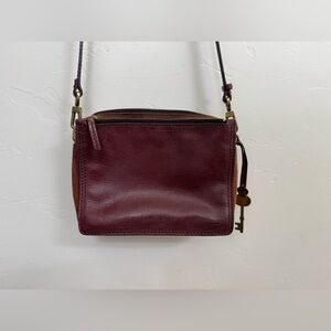 Fossil Burgundy Leather Crossbody Bag
